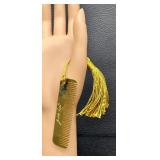 Vintage Judith Leiber Gold Colored Purse Comb with Gold Tassel - Made in Italy