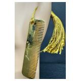 Vintage Judith Leiber Gold Colored Purse Comb with Gold Tassel - Made in Italy