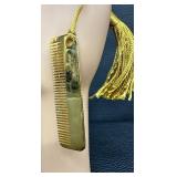 Vintage Judith Leiber Gold Colored Purse Comb with Gold Tassel - Made in Italy