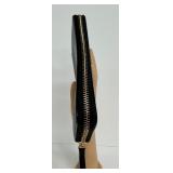 Tory Burch Zip Around Black Textured Leather Wallet with Gold Hardware