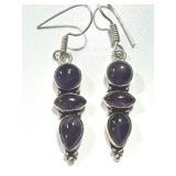 Sterling Silver Amethyst Drop Earrings