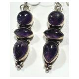 Sterling Silver Amethyst Drop Earrings