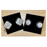 Set of 2 Pairs of Vintage Fossil Stone Earrings