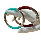 Pair of Italian Milor Silver and Enamel Bangles