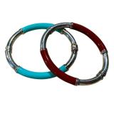 Pair of Italian Milor Silver and Enamel Bangles