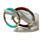 Pair of Italian Milor Silver and Enamel Bangles