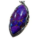 Sterling Silver Purple Gemstone Pendant Necklace by J & T