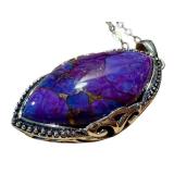 Sterling Silver Purple Gemstone Pendant Necklace by J & T