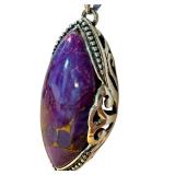 Sterling Silver Purple Gemstone Pendant Necklace by J & T