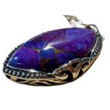 Sterling Silver Purple Gemstone Pendant Necklace by J & T