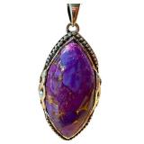 Sterling Silver Purple Gemstone Pendant Necklace by J & T