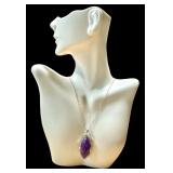 Sterling Silver Purple Gemstone Pendant Necklace by J & T