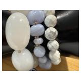 Set of 5 Beaded Bracelets in Blue, White, and Black Tones