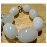 Set of 5 Beaded Bracelets in Blue, White, and Black Tones