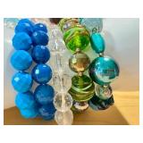 Set of 5 Handmade Beaded Bracelets in Blue and Green Tones