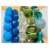 Set of 5 Handmade Beaded Bracelets in Blue and Green Tones