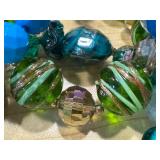 Set of 5 Handmade Beaded Bracelets in Blue and Green Tones