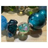 Set of 5 Handmade Beaded Bracelets in Blue and Green Tones