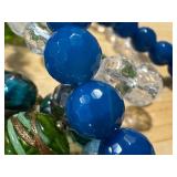 Set of 5 Handmade Beaded Bracelets in Blue and Green Tones