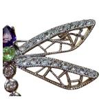 Exquisite Dragonfly Brooch with Crystals and Colored Gemstones