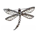 Exquisite Dragonfly Brooch with Crystals and Colored Gemstones