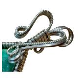 Handcrafted Green Stone Pendant with Silver Wire Wrap