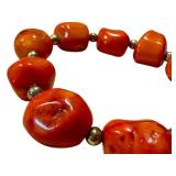 Pair of Gold Coral Bracelets with 585 Gold Clasps