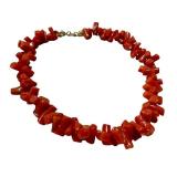 Pair of Gold Coral Bracelets with 585 Gold Clasps