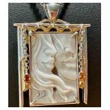 Gems en Vogue II Sterling Silver & Palladium Cameo Pendant with Chain