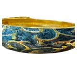 Set of 2 Cloisonné Style Bangles in Pink and Blue with Gold Accents