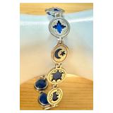 8-Inch Artisan Blue Stone Bracelet with Silver-Tone Links
