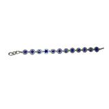 8-Inch Artisan Blue Stone Bracelet with Silver-Tone Links