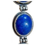 8-Inch Artisan Blue Stone Bracelet with Silver-Tone Links