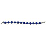 8-Inch Artisan Blue Stone Bracelet with Silver-Tone Links