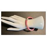 Whitney Kelly Pink Rhodochrosite and Sterling Silver Bangle Bracelet