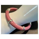 Whitney Kelly Pink Rhodochrosite and Sterling Silver Bangle Bracelet