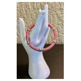 Whitney Kelly Pink Rhodochrosite and Sterling Silver Bangle Bracelet