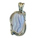 Carolyn Pollack 925 Silver and Blue Lace Agate Pendant