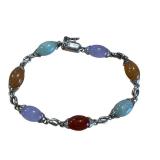 Sterling Silver Bracelet with Multicolor Gemstones, 7.25 Inch