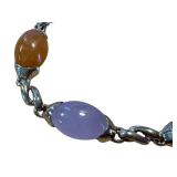 Sterling Silver Bracelet with Multicolor Gemstones, 7.25 Inch