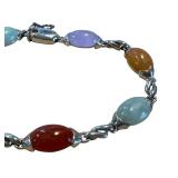 Sterling Silver Bracelet with Multicolor Gemstones, 7.25 Inch