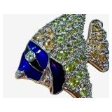 Colorful Crystal Fish Brooch with Rhodium Finish