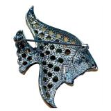 Colorful Crystal Fish Brooch with Rhodium Finish