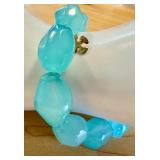 14k Gold Charm Bracelet with Blue Beads by Jewel MAK