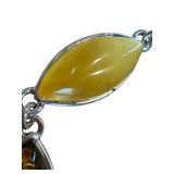 Sterling Silver Baltic Amber Bracelet with Multicolor Gemstones - 7 Inches