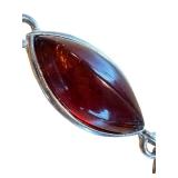 Sterling Silver Baltic Amber Bracelet with Multicolor Gemstones - 7 Inches