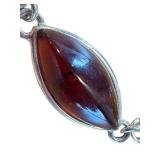 Sterling Silver Baltic Amber Bracelet with Multicolor Gemstones - 7 Inches