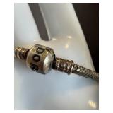 Pandora Style Silver Bracelet with Chinese Character Charms - 8 Inches