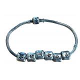 Pandora Style Silver Bracelet with Chinese Character Charms - 8 Inches