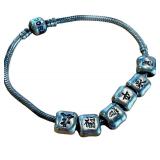 Pandora Style Silver Bracelet with Chinese Character Charms - 8 Inches
